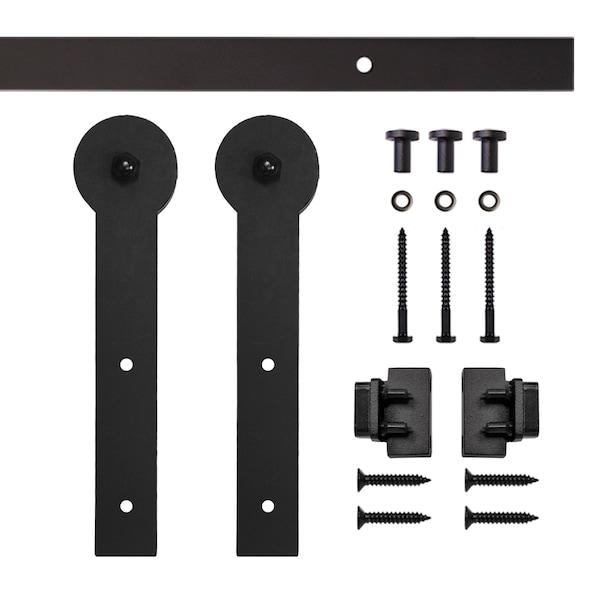 Quiet Glide Soft Close 48" Black Round Stick Mini Single Barn Door Hardware NT.1310.09.08-48-SC - main